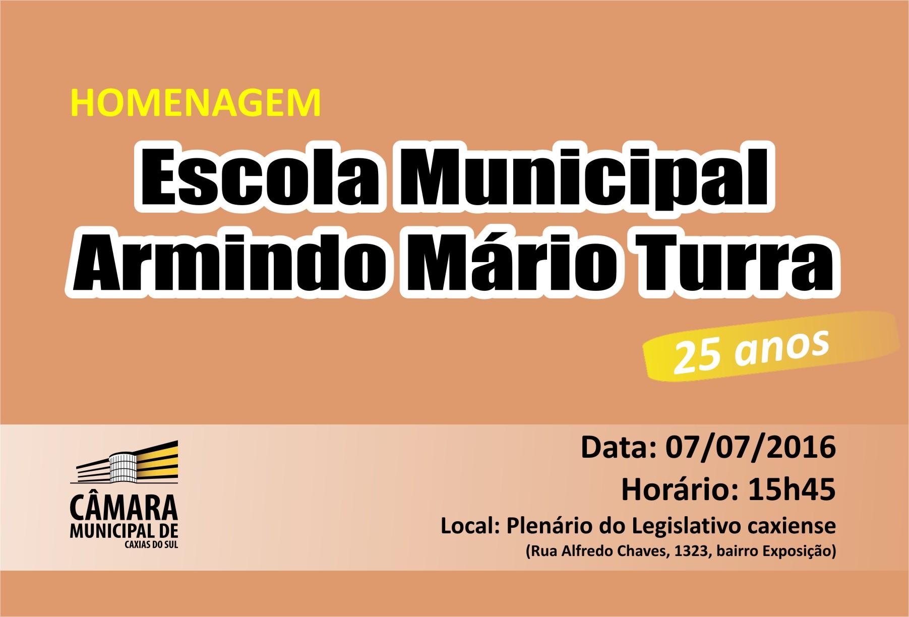 Legislativo de Caxias do Sul celebra os 25 anos da Escola Municipal Armindo Mário Turra nesta quinta-feira