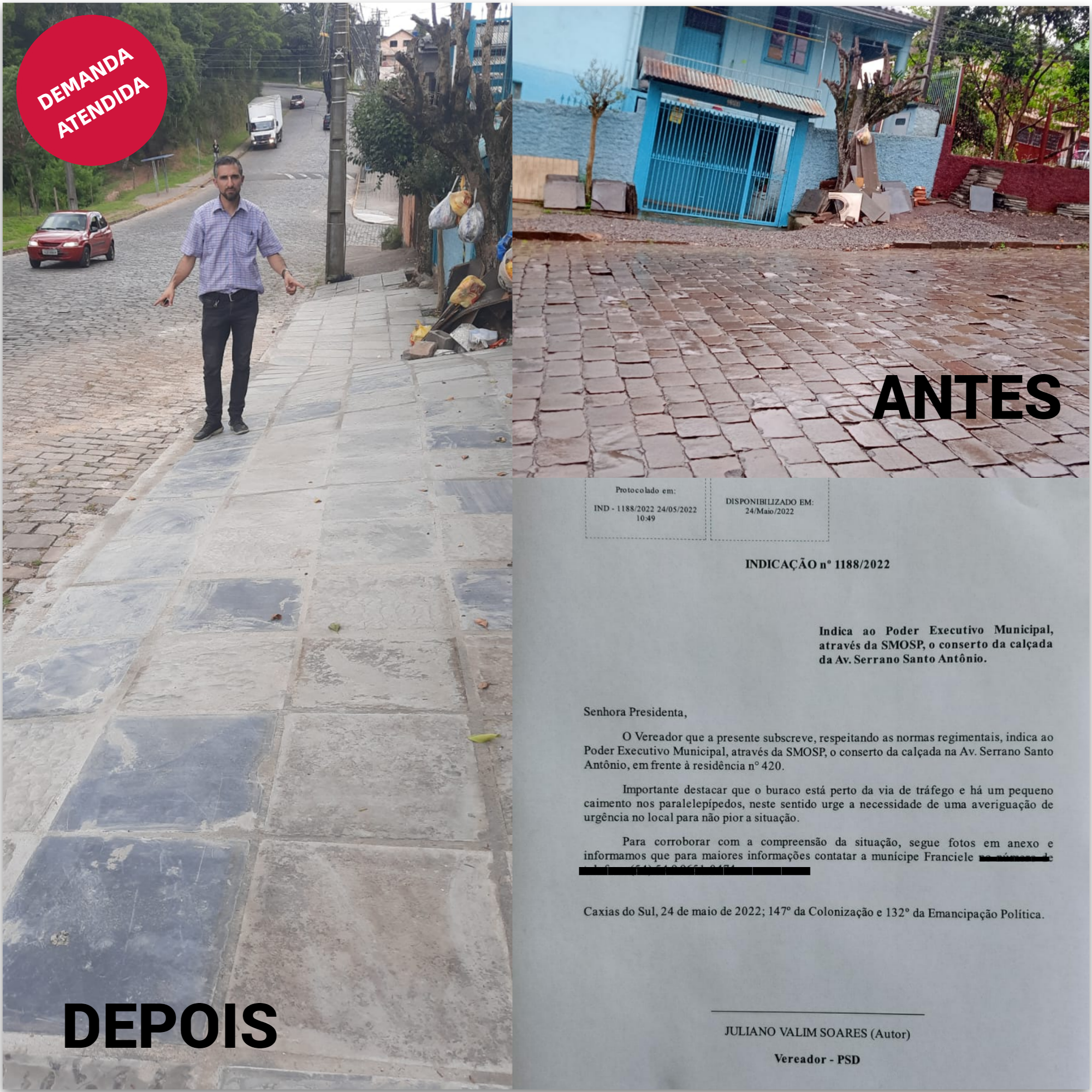 Vereador Juliano tem demanda atendida na Avenida Serrana Santo Antônio