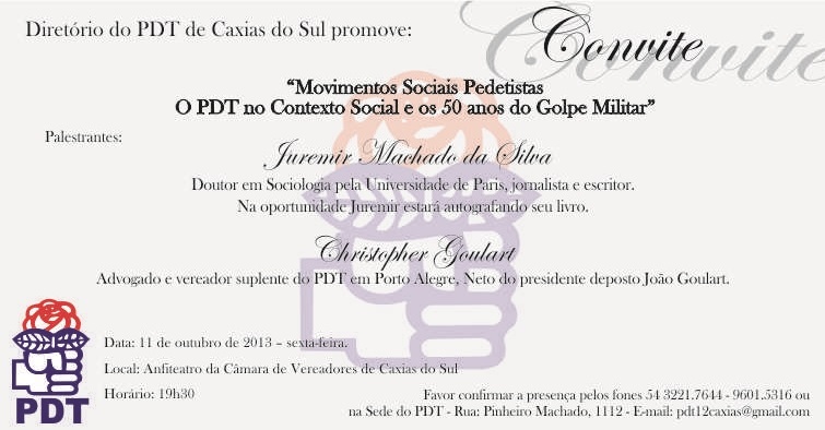 Leia mais sobre Diretoria Executiva do PDT local prepara evento com Juremir Machado e Christopher Goulart