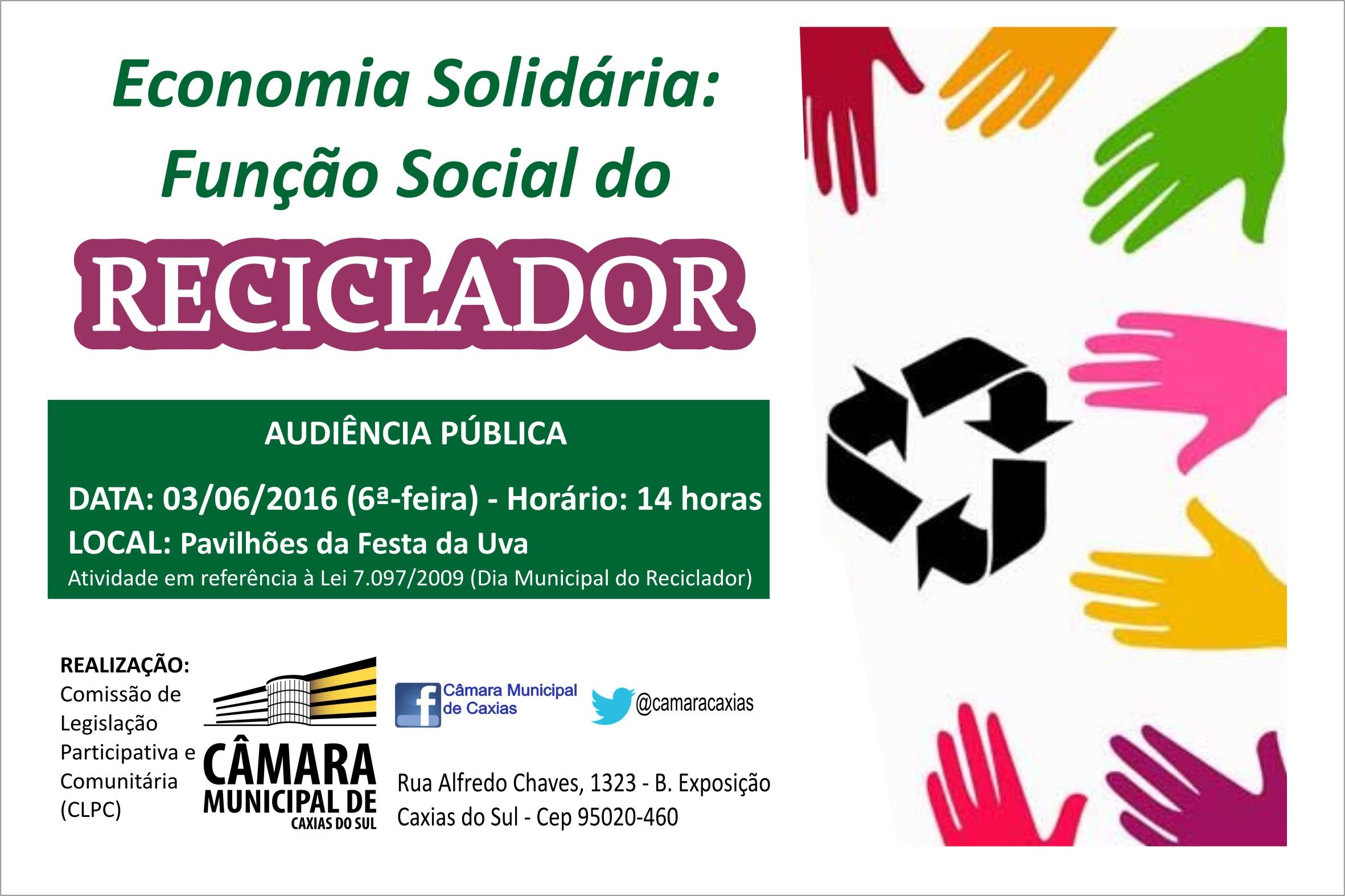 Leia mais sobre Câmara caxiense promove audiência sobre “Economia Solidária: função social do reciclador” 