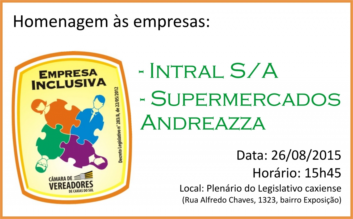 Intral S/A e Supermercados Andreazza receberão o Selo Empresa Inclusiva 2015