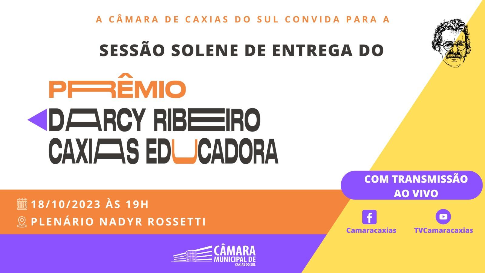 Câmara vai entregar o Prêmio Darcy Ribeiro nesta quarta-feira