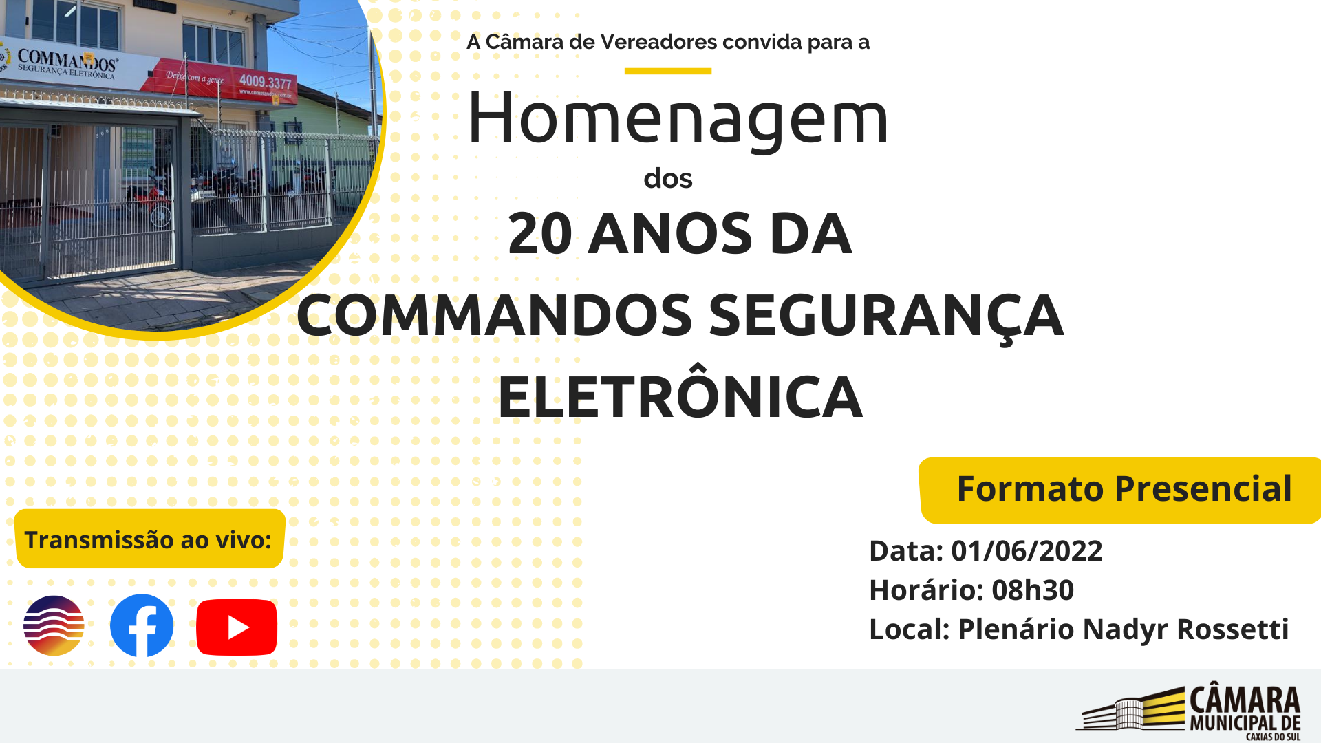 Commandos Segurança Eletrônica será homenageada pelos 20 anos de atuação no município