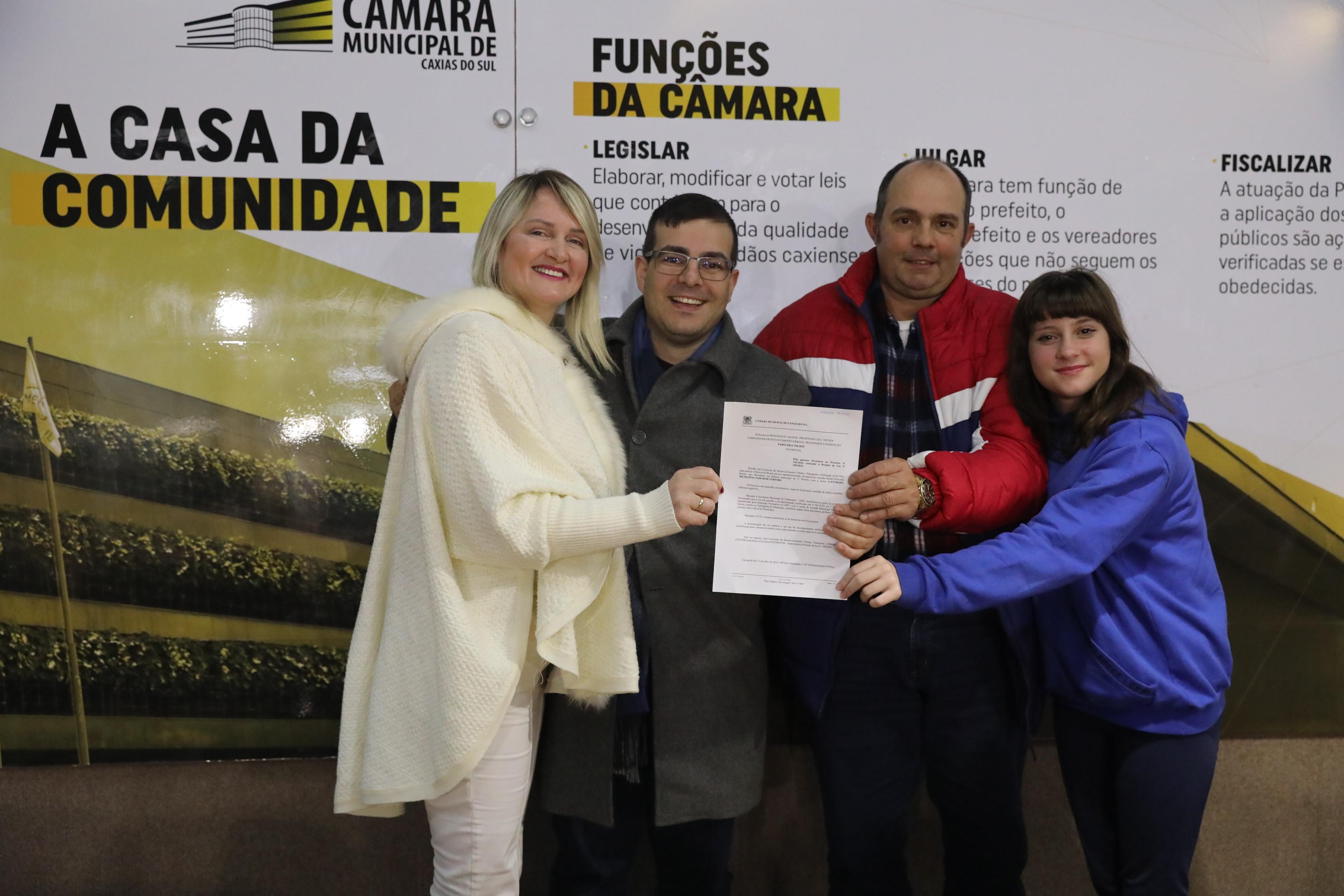 Sadi José Sartori dará nome a estrada municipal em Caxias do Sul
