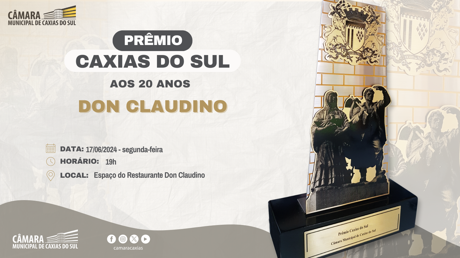 Don Claudino Casa de Eventos receberá Prêmio Caxias do Sul