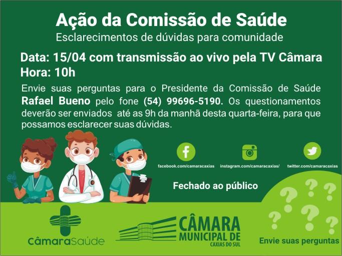 Comissão de Saúde realiza live sobre o Covid-19 na manhã desta quarta-feira