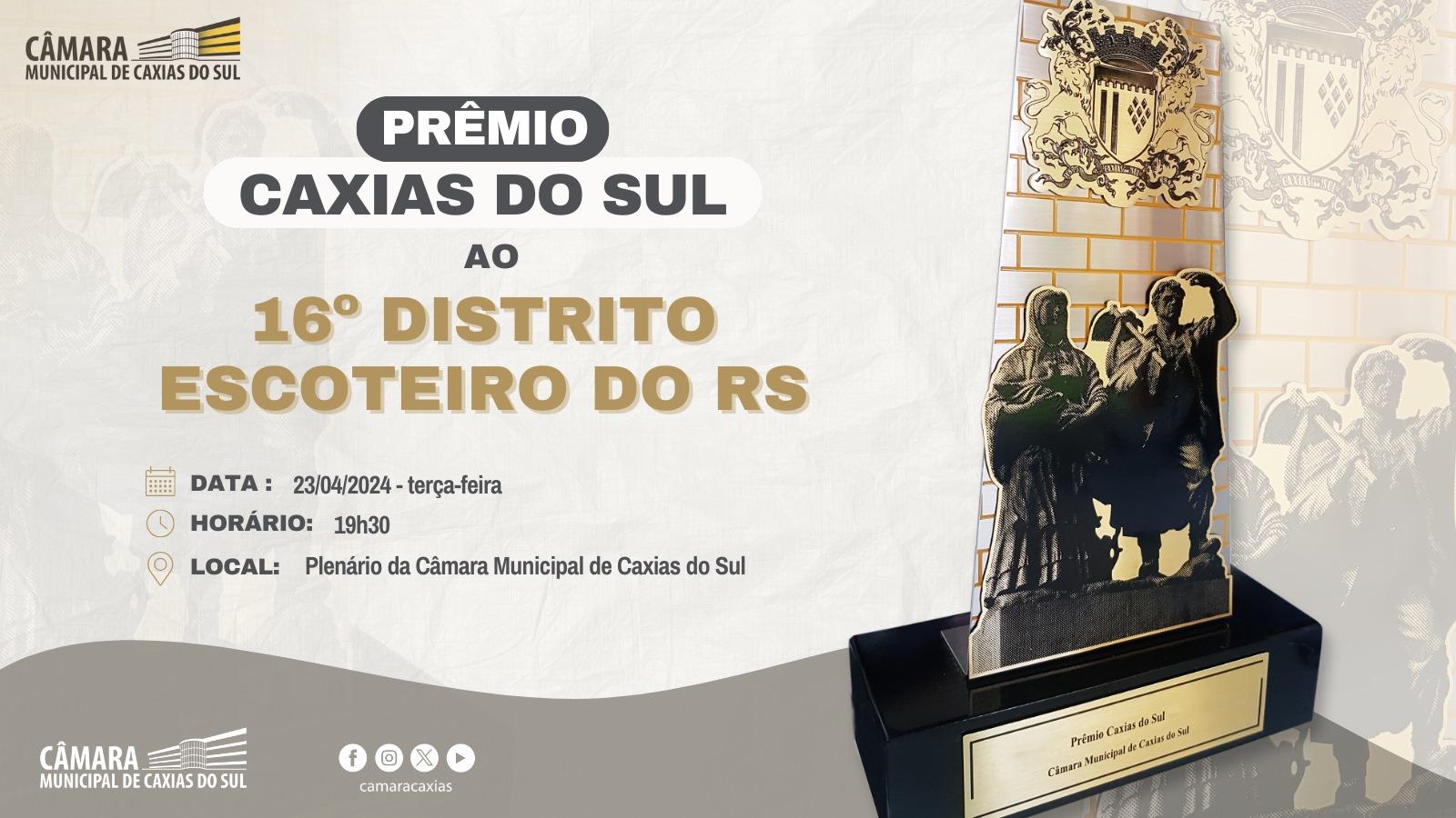 16º Distrito Escoteiro do RS receberá o Prêmio Caxias na Câmara Municipal