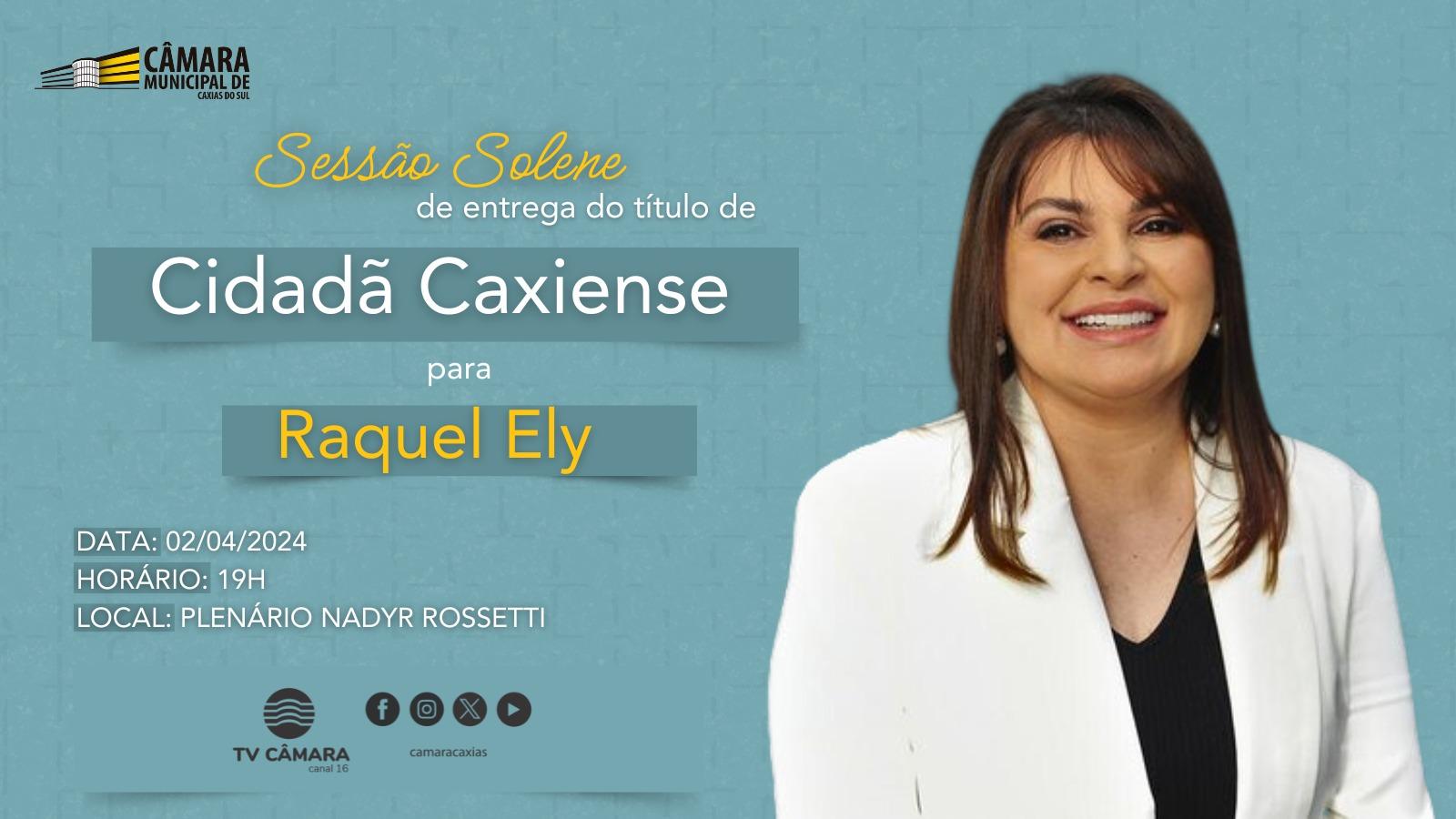 Professora Raquel Ely será Cidadã Caxiense nesta terça-feira