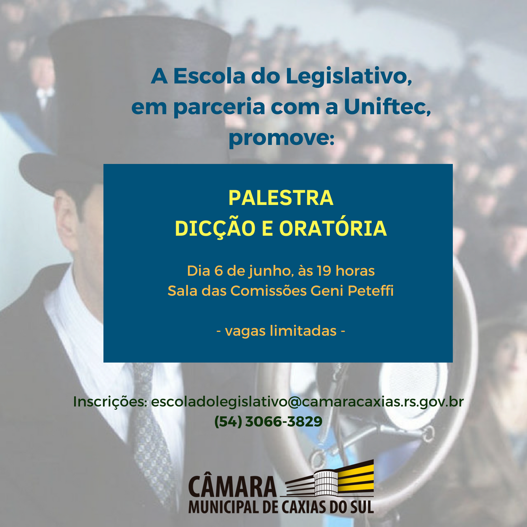 Capacitação de dicção e oratória do Legislativo caxiense será na próxima quarta-feira