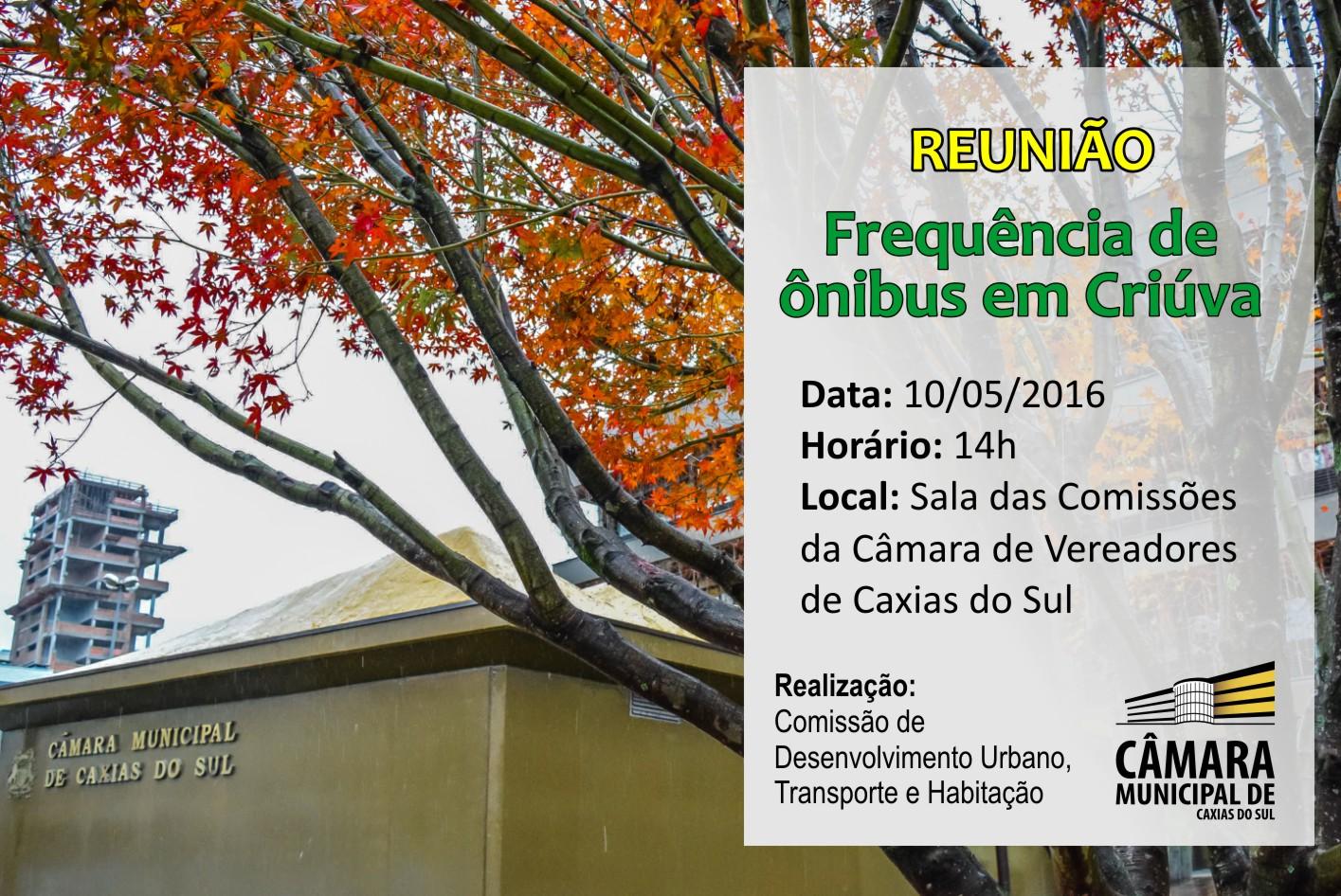 Leia mais sobre Comissão de Desenvolvimento Urbano, Transporte e Habitação debate sobre a redução de frequência de transporte público em Criúva