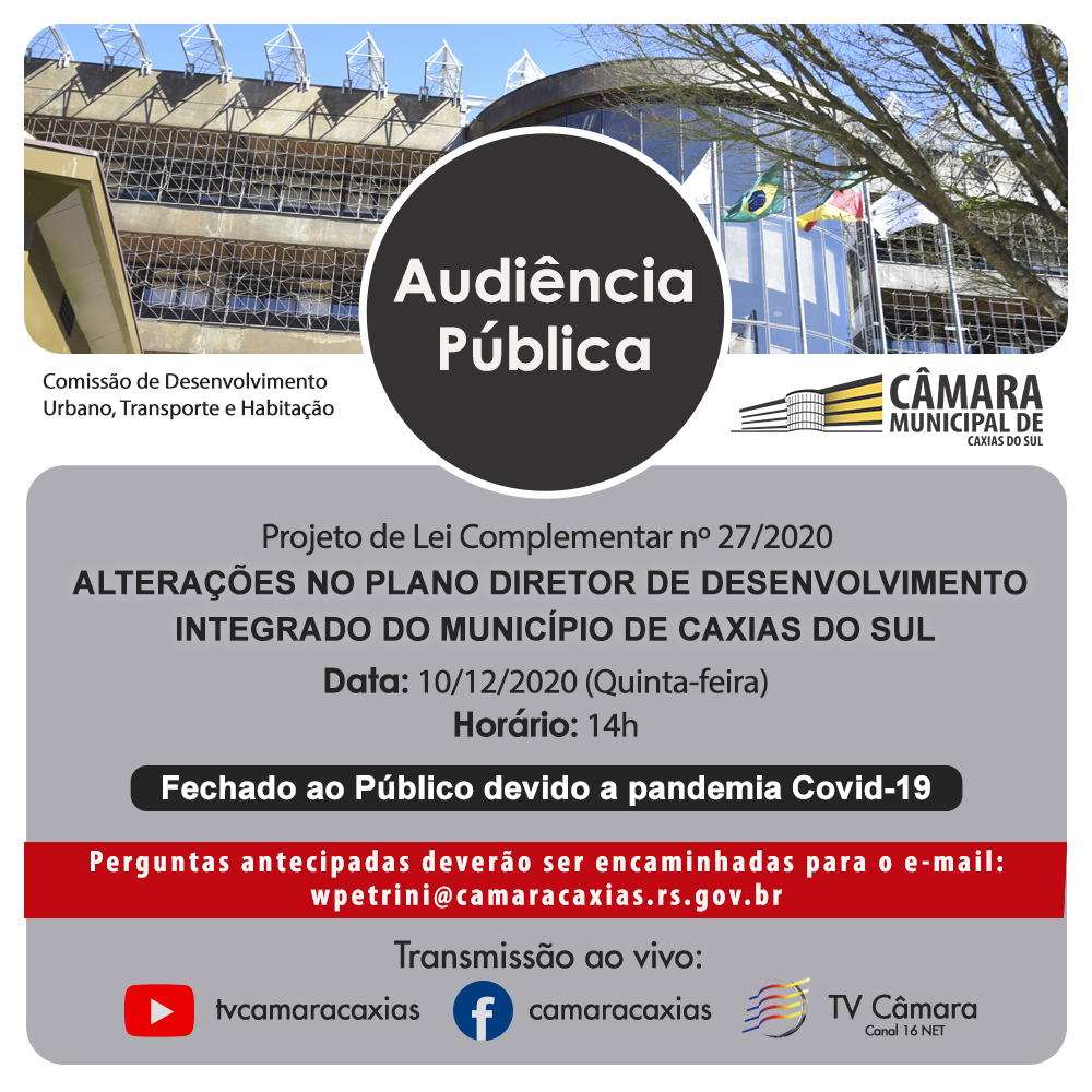 Audiência pública debaterá alterações no Plano Diretor