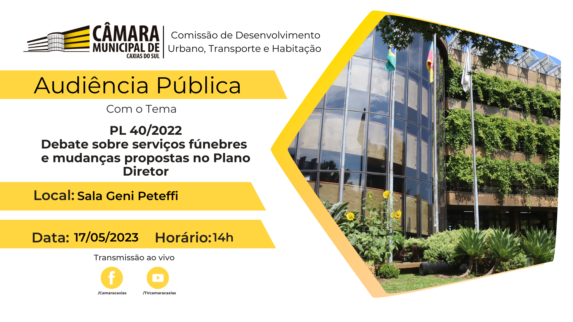 Comissão de Desenvolvimento Urbano promove audiência pública no Legislativo caxiense