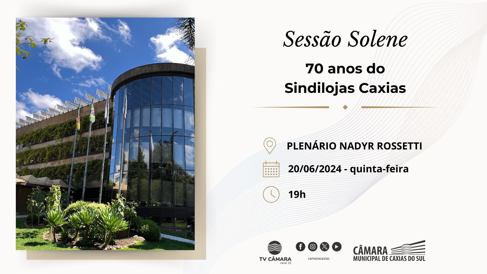 Câmara Municipal celebrará os 70 anos do Sindilojas Caxias nesta quinta-feira