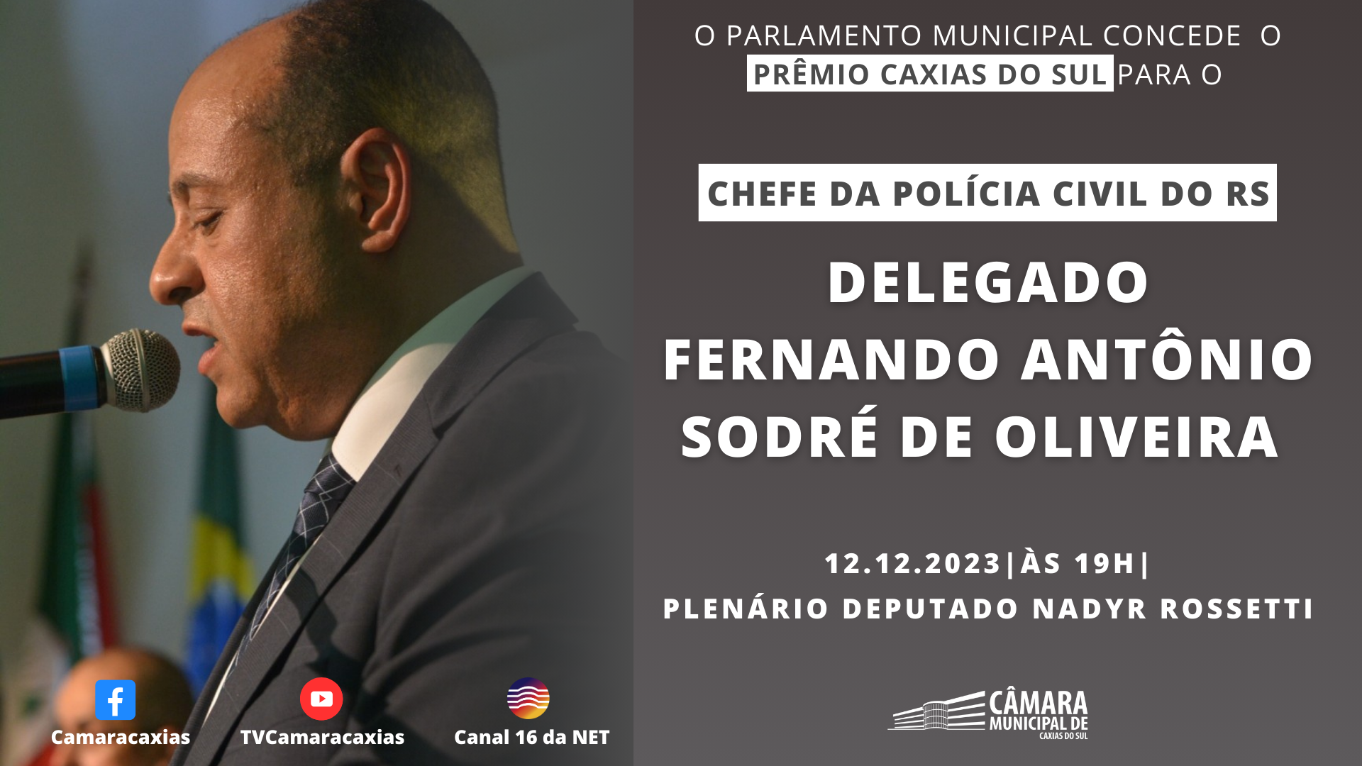 Delegado Fernando Sodré receberá o Prêmio Caxias nesta terça-feira