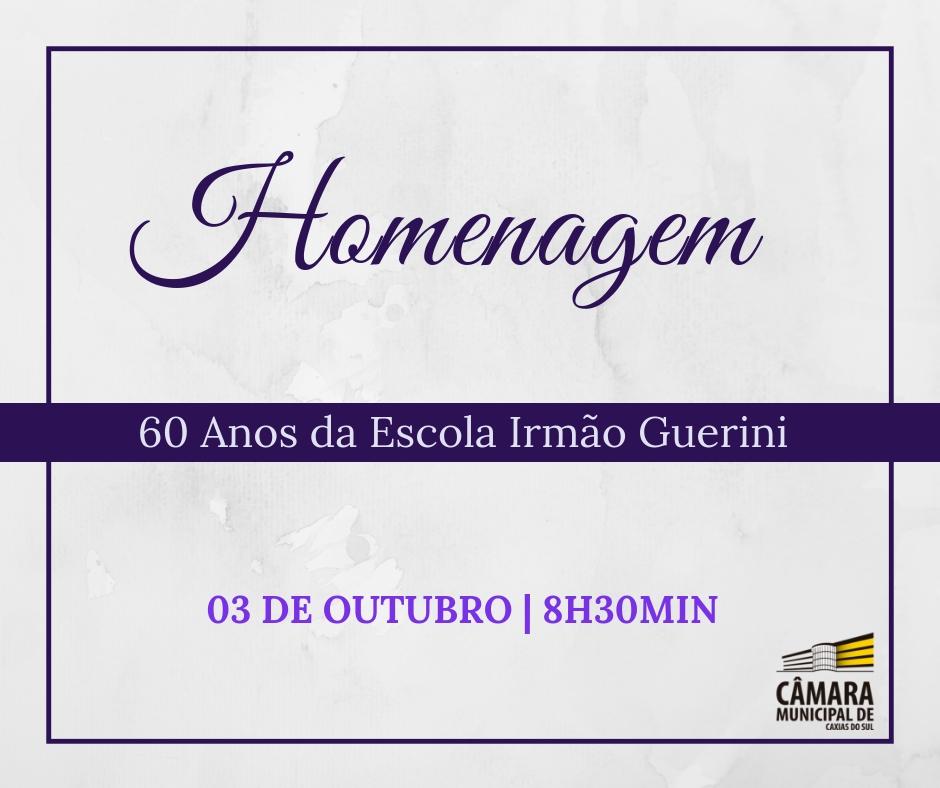 Escola Irmão Guerini recebe homenagem pelas seis décadas, no plenário da Câmara