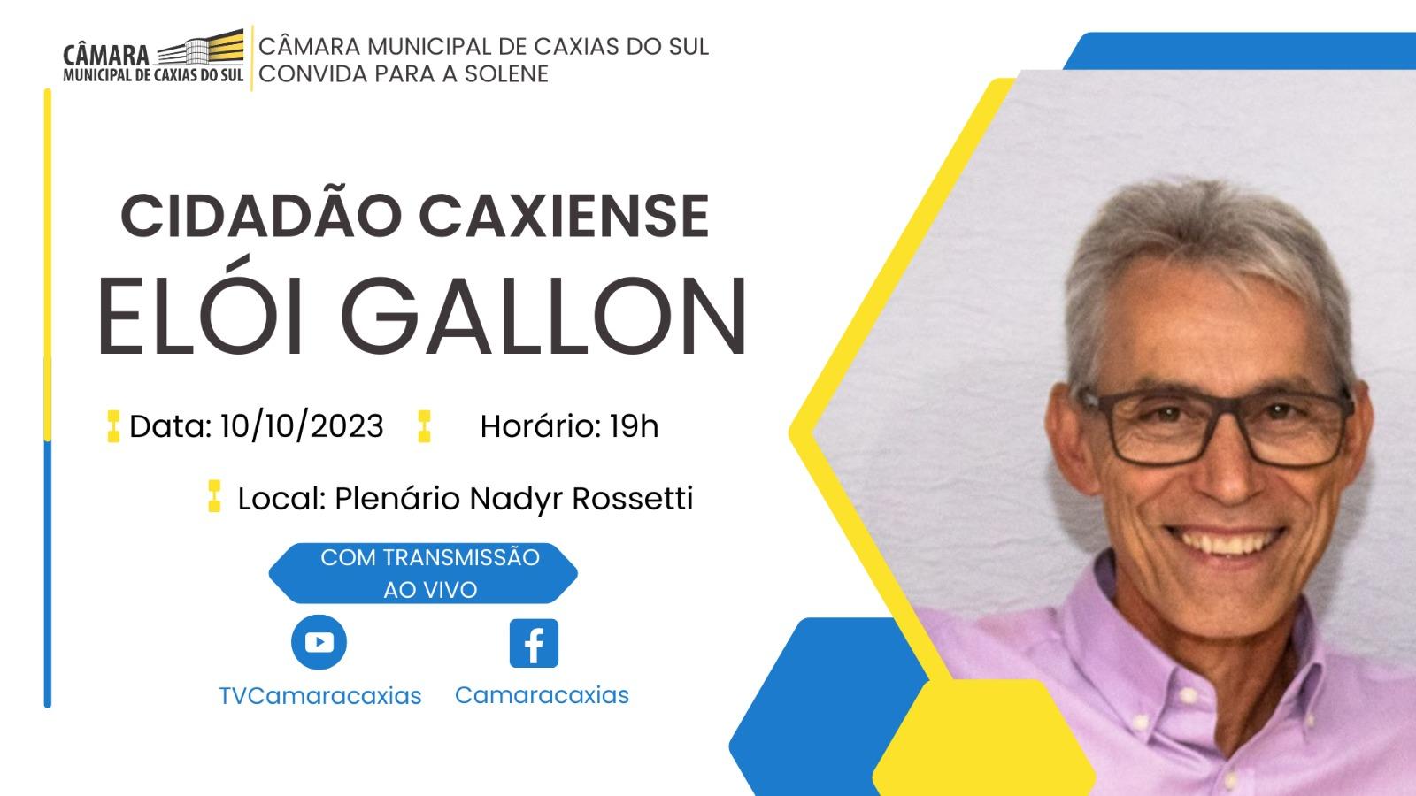 Leia mais sobre Elói Gallon receberá título de Cidadão Caxiense nesta terça