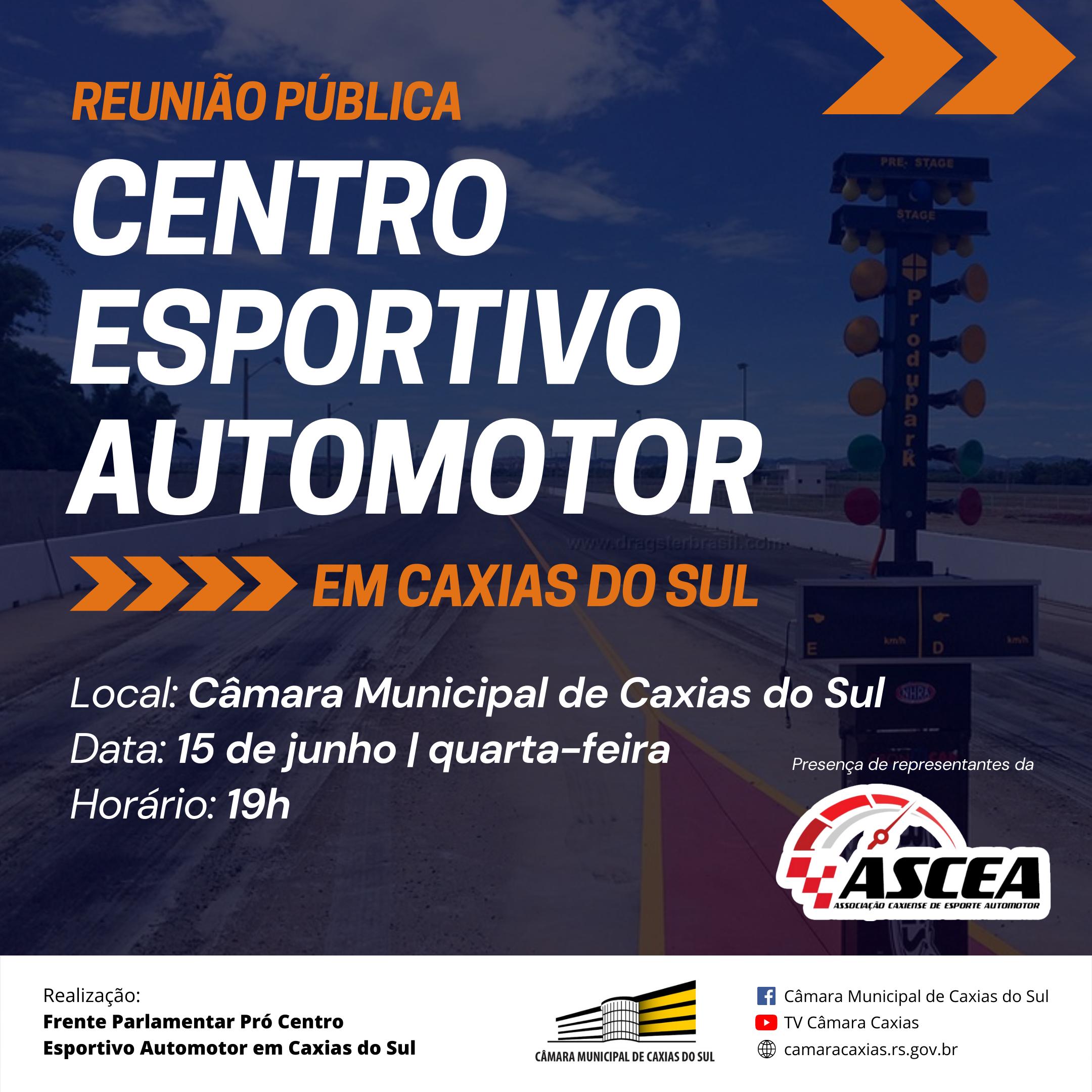 Frente Parlamentar promove reunião pública para debater Centro Esportivo Automotor em Caxias